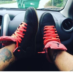 Jordan black an pink sneakers